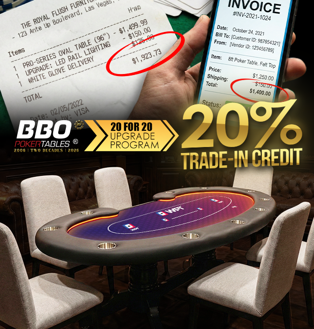 BBO Poker Tables 20th anniversary trade-in program