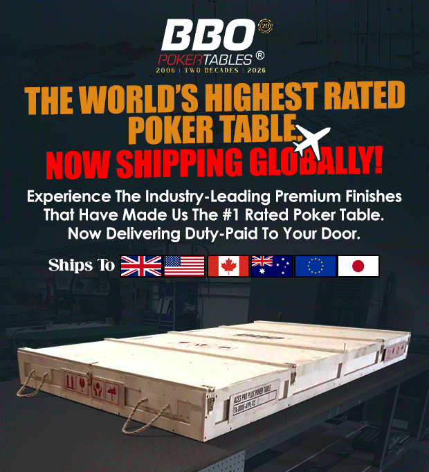 Premium poker tables. Guaranteed global delivery. Ships to UK, US, Canada, Australia, EU and Japan.